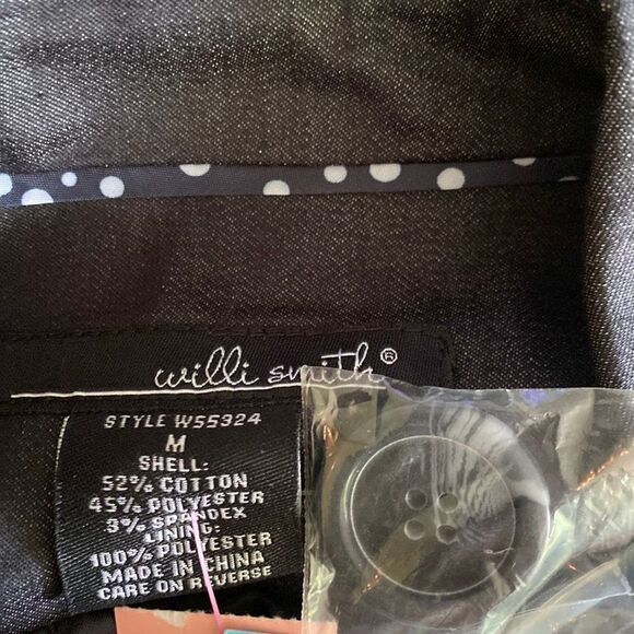 Willi Smith Casual Vest Medium Pockets Dark Navy Single Large Button-Up - Picture 6 of 6